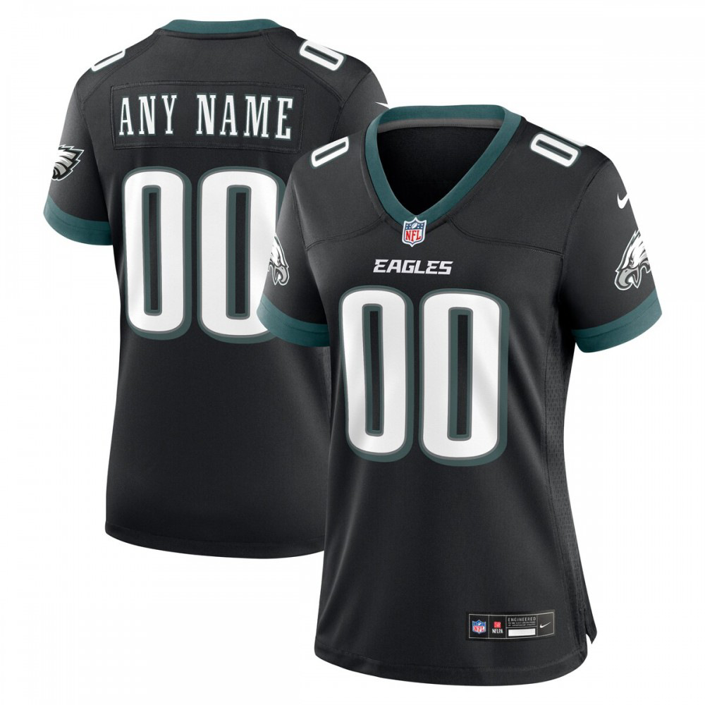 Philadelphia Eagles Nike Women's Alternate Custom Game Jersey - Black-GridironStore